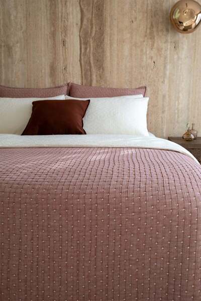Barine Brick Color Dotty Cotton Bedspread - 240X260