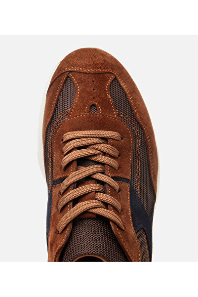 Hotiç Men's Suede Leather Tan Ultra Light Sole Sports Shoes