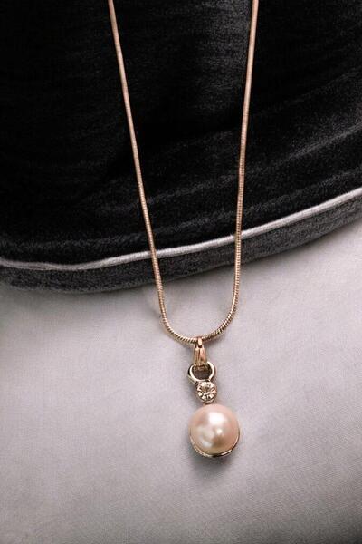 EUROMODA Gümüş Renkli İnci Tasarımlı Kolye Küpe Takı Seti