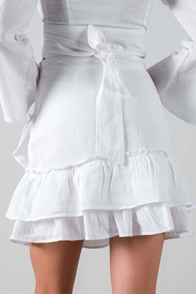 Barine Waves Плісирована спідниця з льону та бавовни, біла