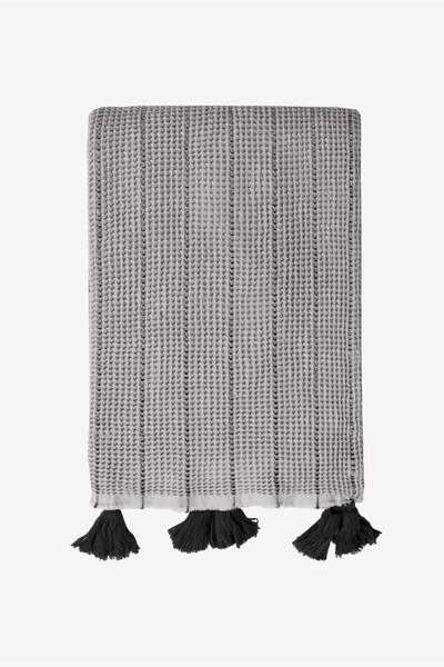 Barine Buhur Pamuk Koltuk Şalı Gri / Siyah 130x170