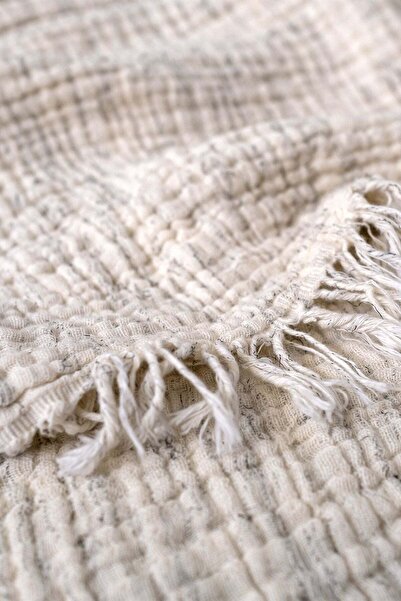 Barine Haze Özel İplikli 4 Kat Muslin Yatak Örtüsü Krem