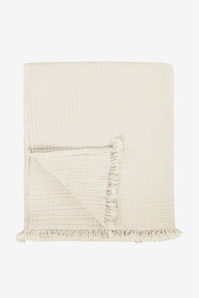 Barine Cocoon 4 Layer Muslin Sofa Throw, Blanket Cream