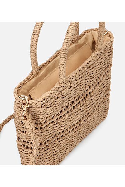 Hotiç Women's Straw Brown Shoulder Bag
