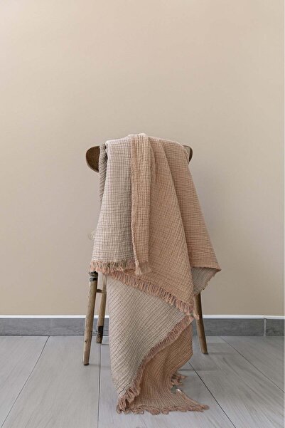 Barine Cocoon 4 Katlı Müslin Koltuk Şalı, Battaniye Açık Tarçın