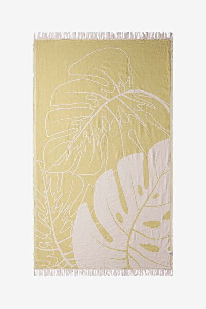Barine Peshtamal din bumbac Monstera galben - 90x160