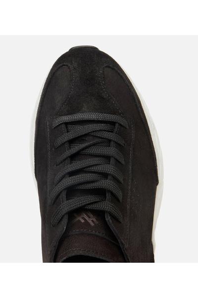 Hotiç Men's Nubuck Leather Black Ultra Light Sole Sports Shoes