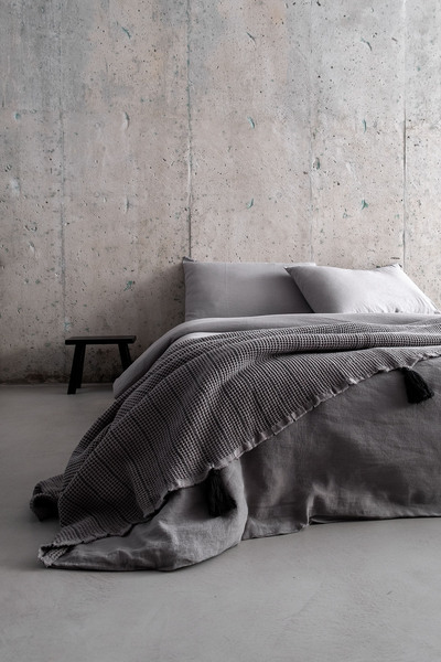 Barine Buhur Pamuk Koltuk Şalı Gri / Siyah 130x170