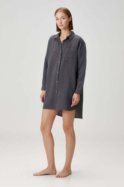 Barine Πιτζάμες με λινό πουκάμισο Lino Anthracite