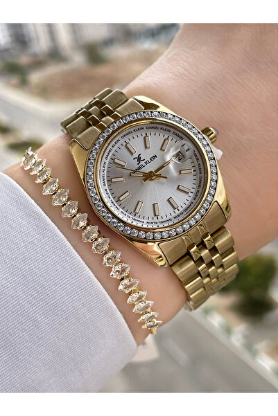 Daniel Klein Altın Renk Orijinal Kadın Kol Saati Ve Hediye Bileklik