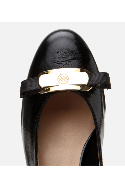 Hotiç Kadın Rugan Deri Siyah Kalın Topuklu Ayakkabı