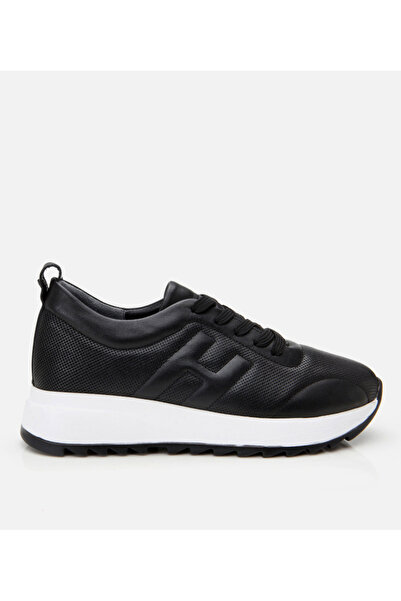 Hotiç Genuine Leather Black Women's Sports Shoes