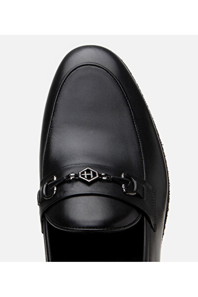 Hotiç Чоловічі шкіряні чорні класичні лофери на легкій підошві