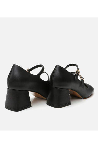 Hotiç Women's Leather Mary Jane Black Thick Heel