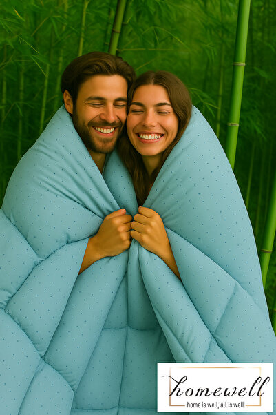homewell %100 SAF BAMBU HİPOALERJENİK ÇİFT KİŞİLİK YORGAN MİNT