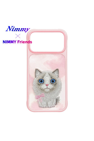 Nimmy iPhone 17 Pro Uyumlu 3D Göz Kedi Fiyonklu Gerçek Nakış İşlemeli Kabartm...