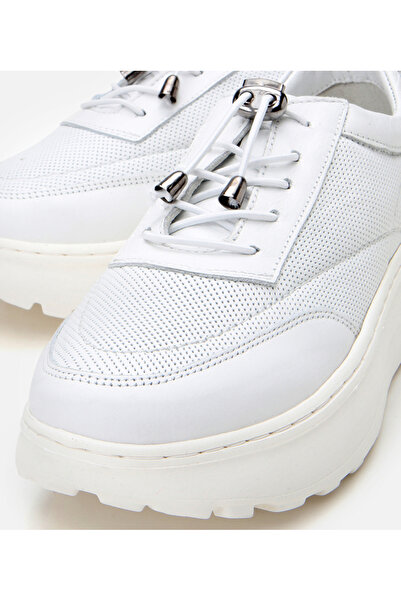 Hotiç Pantofi sport de damă albi din piele naturală