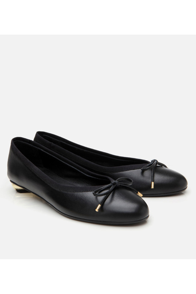 Hotiç Women's Leather Black Heel Detailed Ballerinas