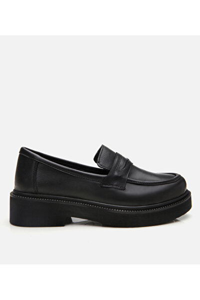 Hotiç Hakiki Deri Siyah Kadın Loafer