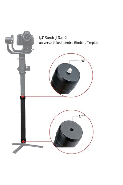 PYKA HOME SHOP Extensie pentru gimbal, compatibil cu orice tip de stabilizator, 35.5cm, negru