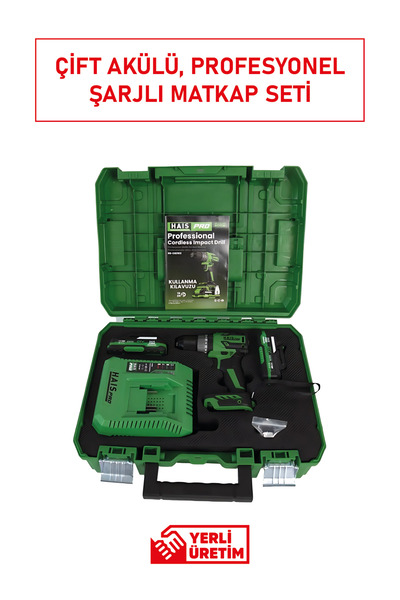 Hais Pro RB-DB2102 Darbeli Akülü Vidalama | 21V 2Ah Çift Akülü Profesyonel Şarjlı Matkap