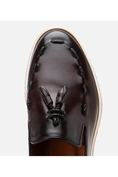 Hotiç Erkek Deri Kahverengi Püskül Detaylı Klasik Loafer
