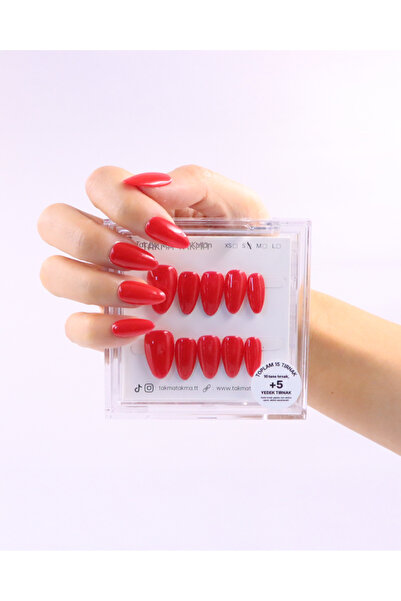 Takma Takma XS Beden 10'lu Kırmızı Kısa Badem TT0939 Tekrar Kullanılabilir Pr...