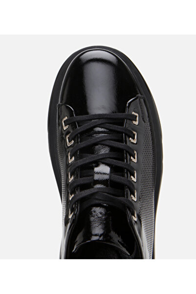 Hotiç Men's Patent Leather Black Light Sole Sports Shoes