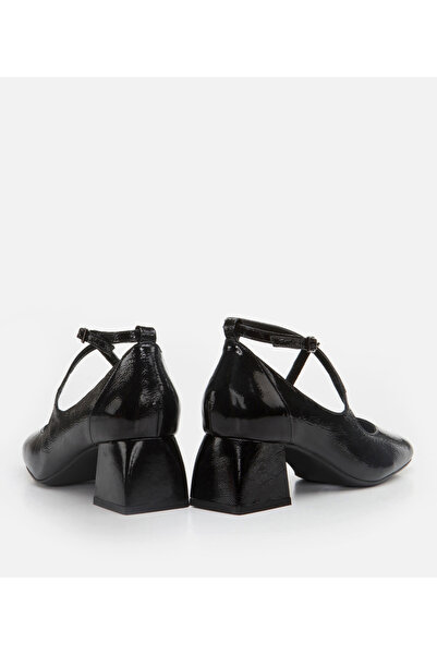 Hotiç Чорні жіночі туфлі з натуральної шкіри на товстих підборах