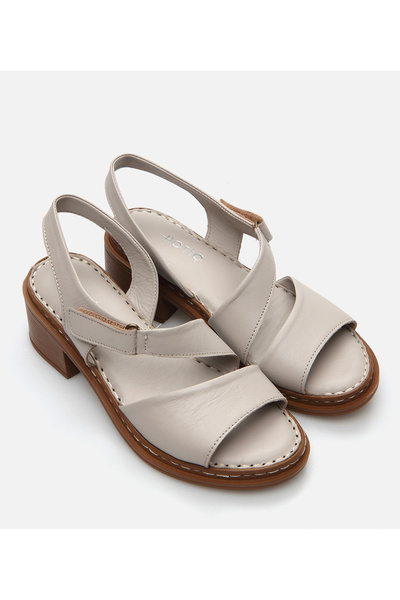 Hotiç Women's Leather Gray Heeled Sandals