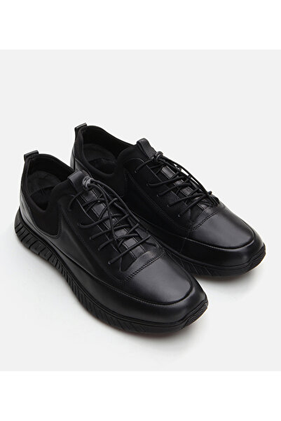 Hotiç Men's Leather Black Sports Shoes