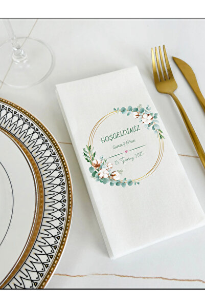 loyderlena 100 Adet Kişiye Özel İsim Baskılı Peçete Düğün Nişan Söz Peçetesi ...