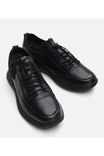 Hotiç Men's Leather Black Sports Shoes