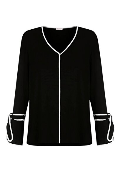 MAMAYAGA Női ujjú, megkötős fehér csővel Sport Stílusos Curve Plus méretű viszkóz dizájn blúz