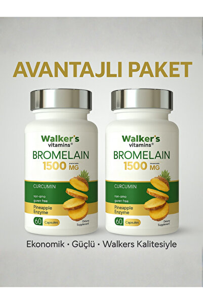Walkers Bromelain yeşil çay, krom, curcumin, berberine, resveratrol. (2'Lİ)