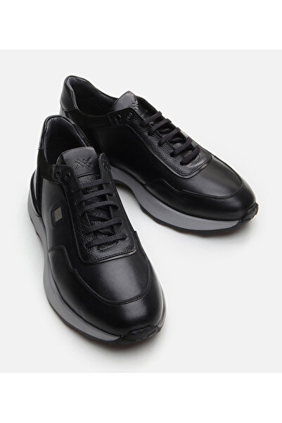 Hotiç Men's Leather Black Sports Shoes