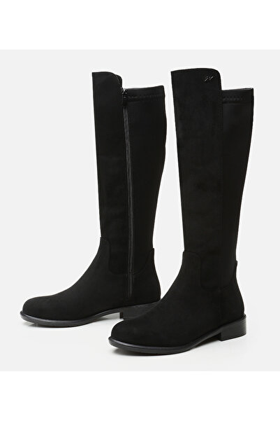 Yaya by Hotiç Women's Suede Black Yaya Stretch Boots