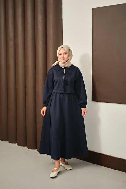 LOCCO Синій жіночий комплект - спідниця з зав'язкою спереду