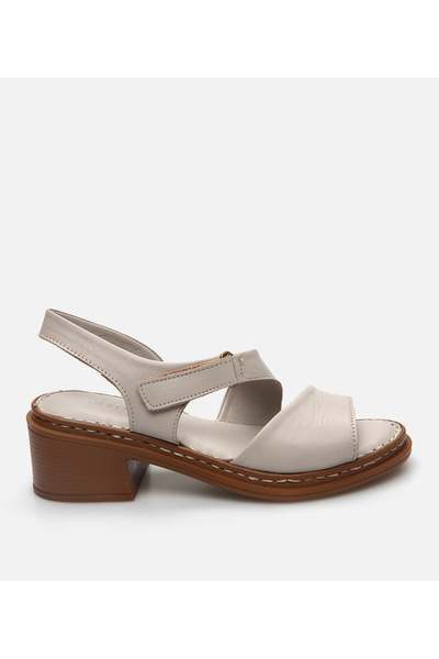 Hotiç Women's Leather Gray Heeled Sandals