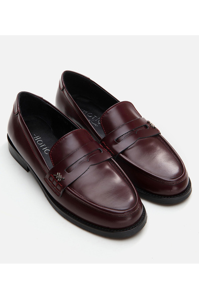 Hotiç Mocasini din piele de dama rosu Claret