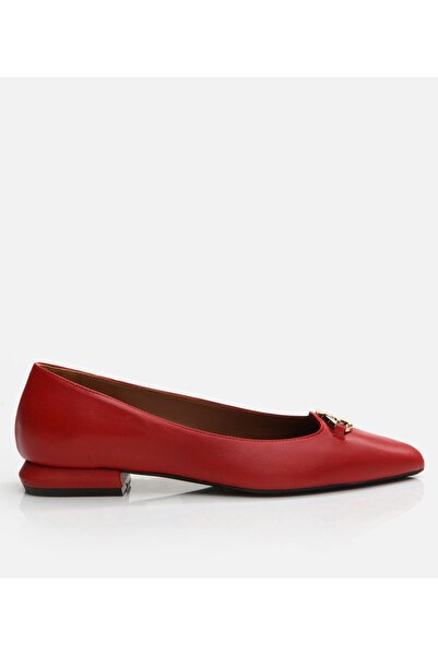Hotiç Women's Leather Red Ballerinas