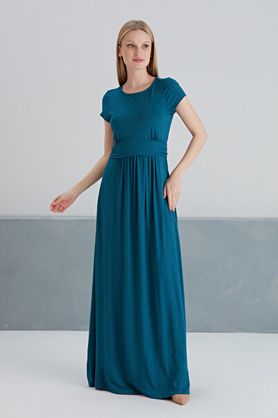 MAMAYAGA Women's Half Sleeve Maxi Length Viscose Sports Stylish Curve Materni...