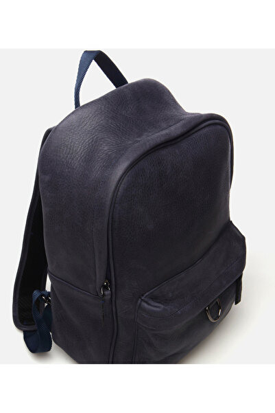 Hotiç Men's Leather Navy Blue Backpack