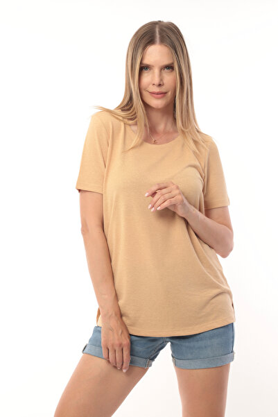 MAMAYAGA Υφασμάτινη μπλούζα μπουκλ με μισό μανίκι Curve Plus Size