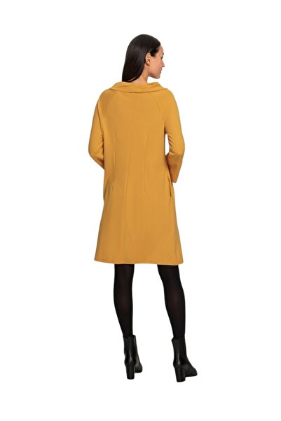 MAMAYAGA Γυναικείο γιακά με τριών τετάρτων μανίκι ίσιο κομμένο αθλητικό κομψό φόρεμα βισκόζης