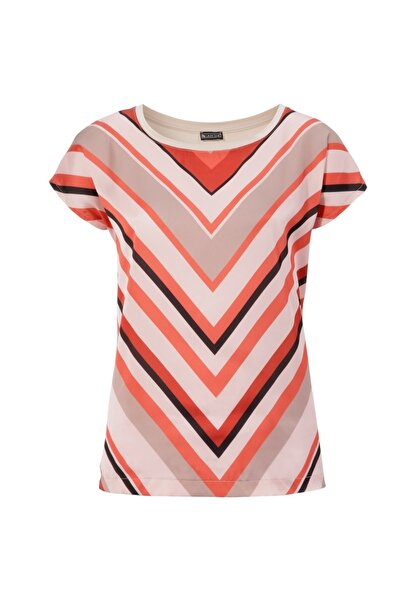 MAMAYAGA Γυναικεία μπλούζα με λαιμόκοψη σατέν βισκόζη με κοντό μανίκι αθλητικ...