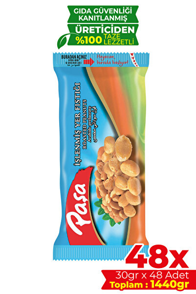 Paşa Kuruyemiş İşlenmiş Yer Fıstığı 30 gr X 48 Adet (1440 GR)