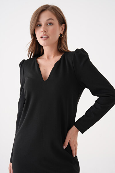 MAMAYAGA Women's V-Neck A-Line Plus Size Sports Stylish Plus Size Long Sleeve Curve Dress