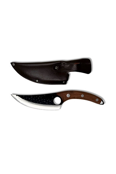 ZanaCasei Cutit profesional Tazaki cu HUSĂ DIN PIELE, Otel Japonez HRC 60 calire manuala, maner lemn dur