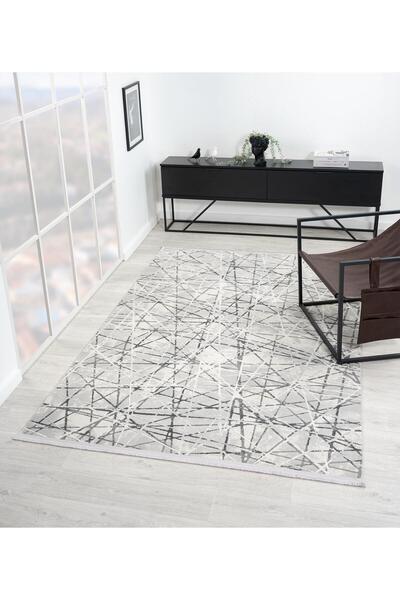 Cotto Home Loya LY003G Gri Halı Çizgi Desenli Antialerjik Tozu Yok Pamuk Taba...
